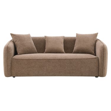 Keith Sofa with 3 Pillows In Brown Chenille