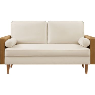 Kellan Performance Velvet Loveseat In Walnut and Alabaster