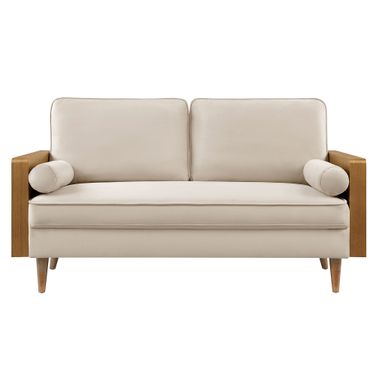 Kellan Performance Velvet Loveseat In Walnut and Almond