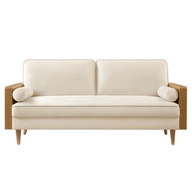 Kellan Performance Velvet Sofa In Walnut and Alabaster