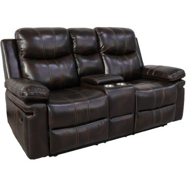 Kellen Console Loveseat with Dual Recliners In Brown