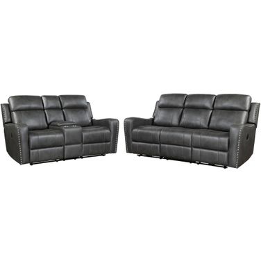 Kellen Power Double Reclining Living Room Set In Gray