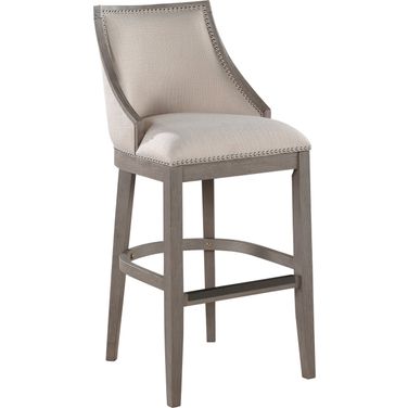 Keller 30 Inch Counter Height Stool with Beige Fabric In Greywood