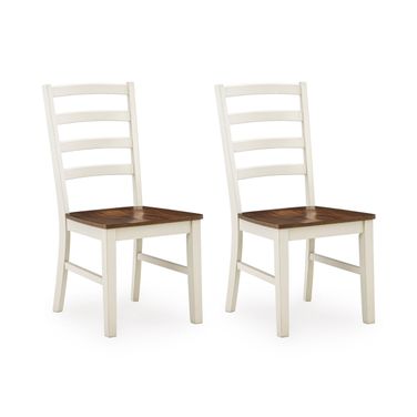 Kellerby Dining Chair Set of 2 In Antique White and Brown