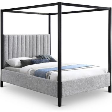 Kelly Boucle Fabric King Bed In Grey