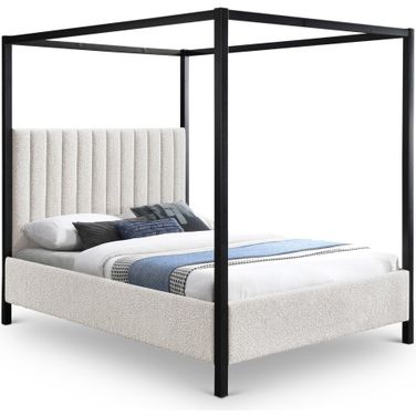 Kelly Boucle Fabric Queen Bed In Cream