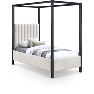Kelly Boucle Fabric Twin Bed In Cream