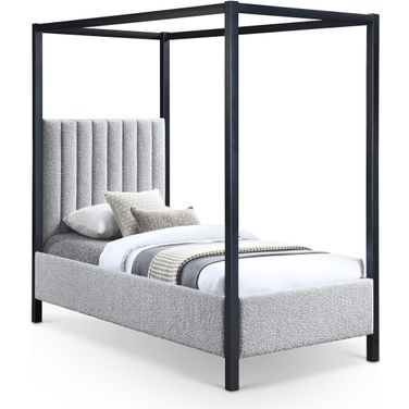 Kelly Boucle Fabric Twin Bed In Grey