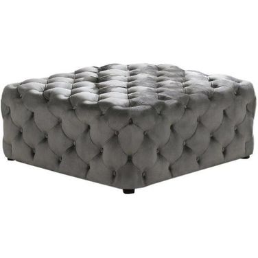 Grey velvet square footstool online