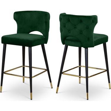 Kelly Velvet Stool Set of 2 In Green