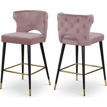 Kelly Velvet Stool Set of 2 In Pink