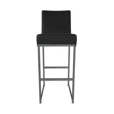 Kelsey 30 Inch Bar Height Stool In Lustrous Silver White and Licorice Black