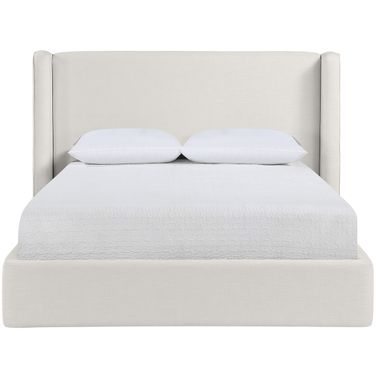 Kendall Linen Textured Fabric Upholstered King Bed In Cream