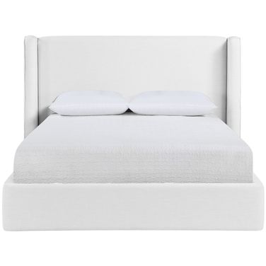 Kendall Linen Textured Fabric Upholstered King Bed In White