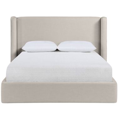 Kendall Linen Textured Fabric Upholstered Queen Bed In Beige