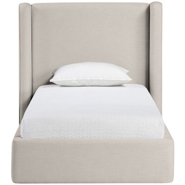 Kendall Linen Textured Fabric Upholstered Twin Bed In Beige