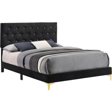 Kendall Tufted Panel Eastern King Bed Black and Gold