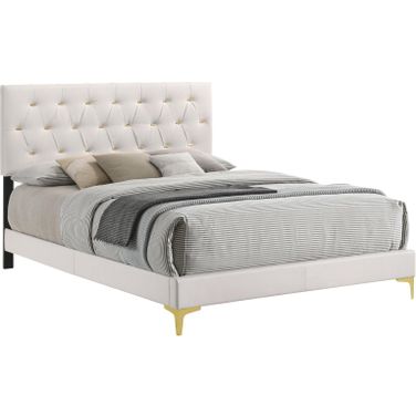 Kendall Tufted Upholstered Panel Queen Bed White