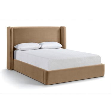 Kendall Velvet Upholstered King Bed In Beige
