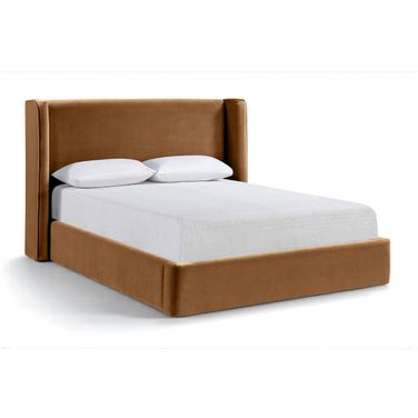 Kendall Velvet Upholstered King Bed In Saddle