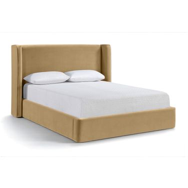 Kendall Velvet Upholstered Queen Bed In Camel