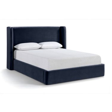 Kendall Velvet Upholstered Queen Bed In Navy