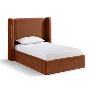 Kendall Velvet Upholstered Twin Bed In Cognac