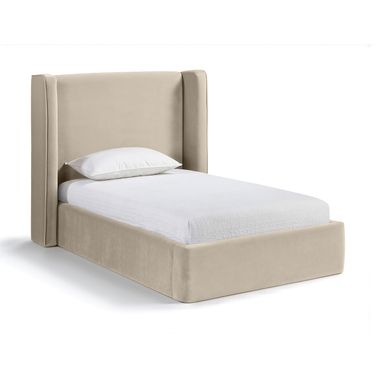 Kendall Velvet Upholstered Twin Bed In Cream