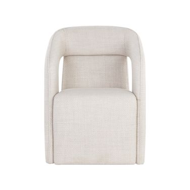 Kendrick Wheeled Dining Armchair In Moto Stucco