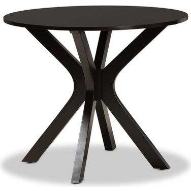 Kenji Modern and Contemporary Dark Brown Finished 35-Inch-Wide Round Wood Dining Table