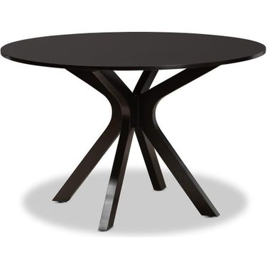 Kenji Modern and Contemporary Dark Brown Finished 48-Inch-Wide Round Wood Dining Table