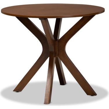 Kenji Modern and Contemporary Walnut Brown Finished 35-Inch-Wide Round Wood Dining Table
