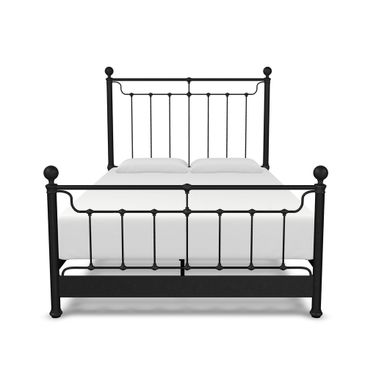 Kenna King Complete Bed with Metal Profile and Platform Wood Slats In Weathered Iron