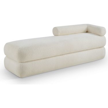 Kennedy Faux Shearling Teddy Fabric Bench In Cream