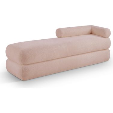 Kennedy Faux Shearling Teddy Fabric Bench In Pink