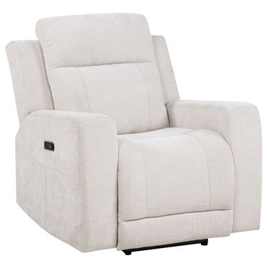 Kennett Chenille Upholstered Power Recliner Chair In Ivory