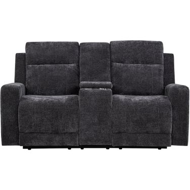 Kennett Chenille Upholstered Power Reclining Loveseat In Dark Grey