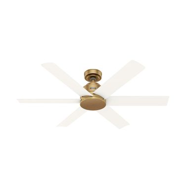 Kennicott 52 Inch Damp Rated Ceiling Fan and Wall Control In Luxe Gold and Matte White