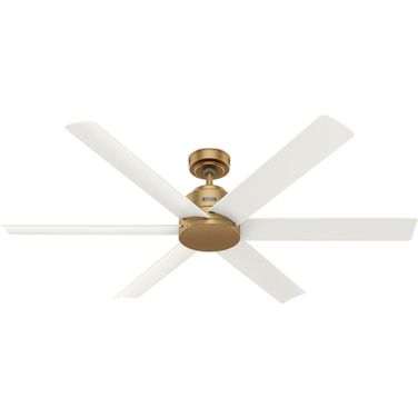 Kennicott 60 Inch Energy Star Damp Rated Ceiling Fan and Handheld Remote In Luxe Gold and Fresh White