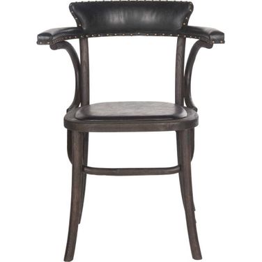 Kenny Antique Black and Dark Umber 19 Inch Arm Chair with Brass Nailhead Detail