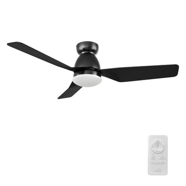 Kensee 44 Inch 3-Blade Flush Mount Smart Ceiling Fan with LED Light and Remote In Black