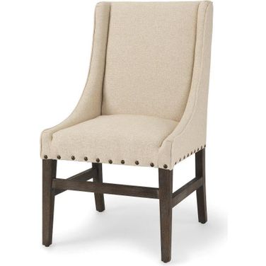 Kensington Cream Upholstered With Medium-Brown Solid Wood Dining Chair