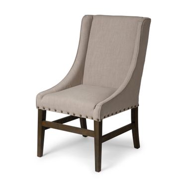 Kensington I Solid Wood Dining Chair In Beige Fabric