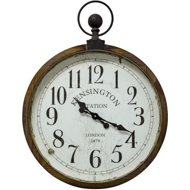 Kensington Station Pocket Watch Style Wall Clock In Natural Brown