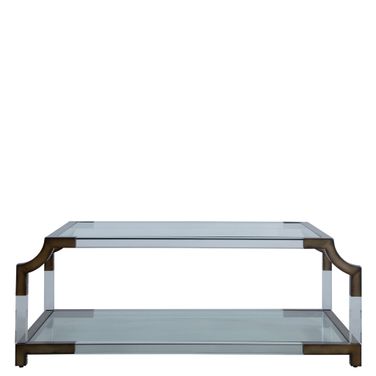 Kensley Coffee Table In Tempered Glass and Mountain Brass