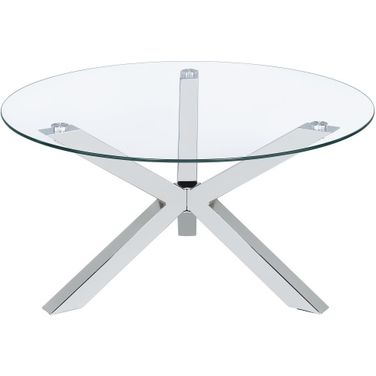 Kenzie Round Tempered Glass Top Cocktail Coffee Table In Chrome
