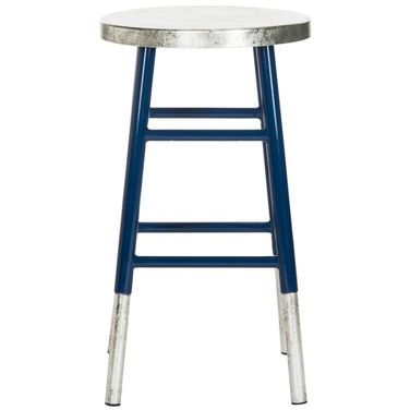 Kenzie Silver Dipped Counter Stool in Navy and Silver