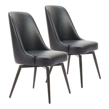 Keppel Swivel Dining Chair Set of 2 In Black