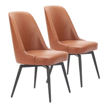 Keppel Swivel Dining Chair Set of 2 In Brown