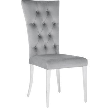 Kerwin Tufted Upholstered Side Chair Set of 2 Grey and Chrome